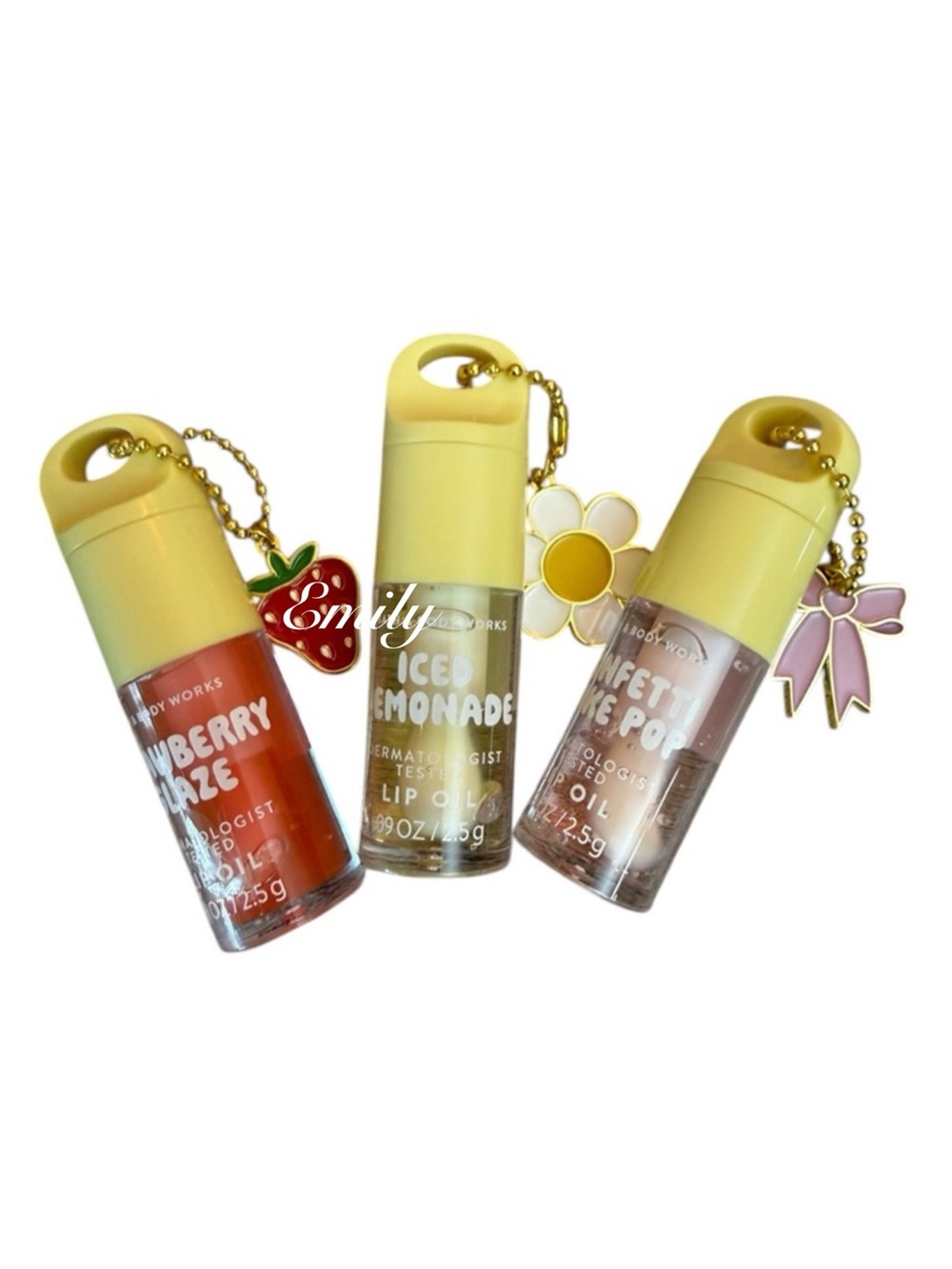 3X Bath & Body Works Lip Oils with Charms